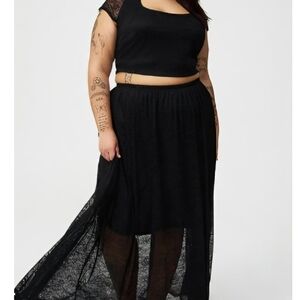 torrid Black Lace Crop Top And High-Low Maxi Skirt
